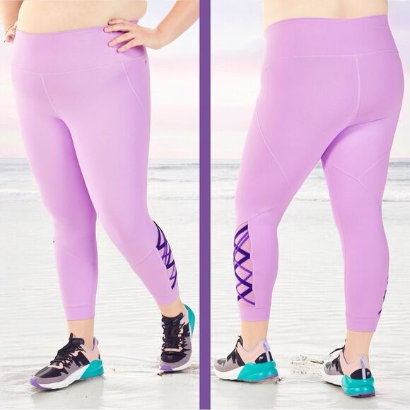 Fabletics Purple Powerhold Dynamic High Waisted Lattice 7/8 Leggings Size XXL - Picture 3 of 15